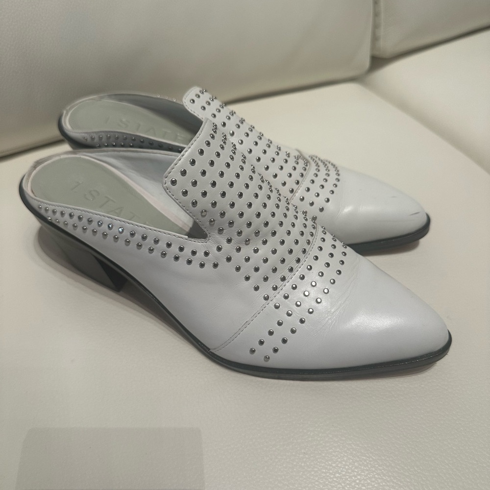1.State brand- White Studded Women's Mules